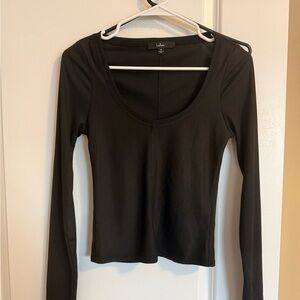 Lulu's Elegant Black Long Sleeve Tee